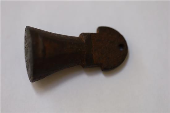 A Tibetan bronze seal, antique copper torq and an Egyptian scarab